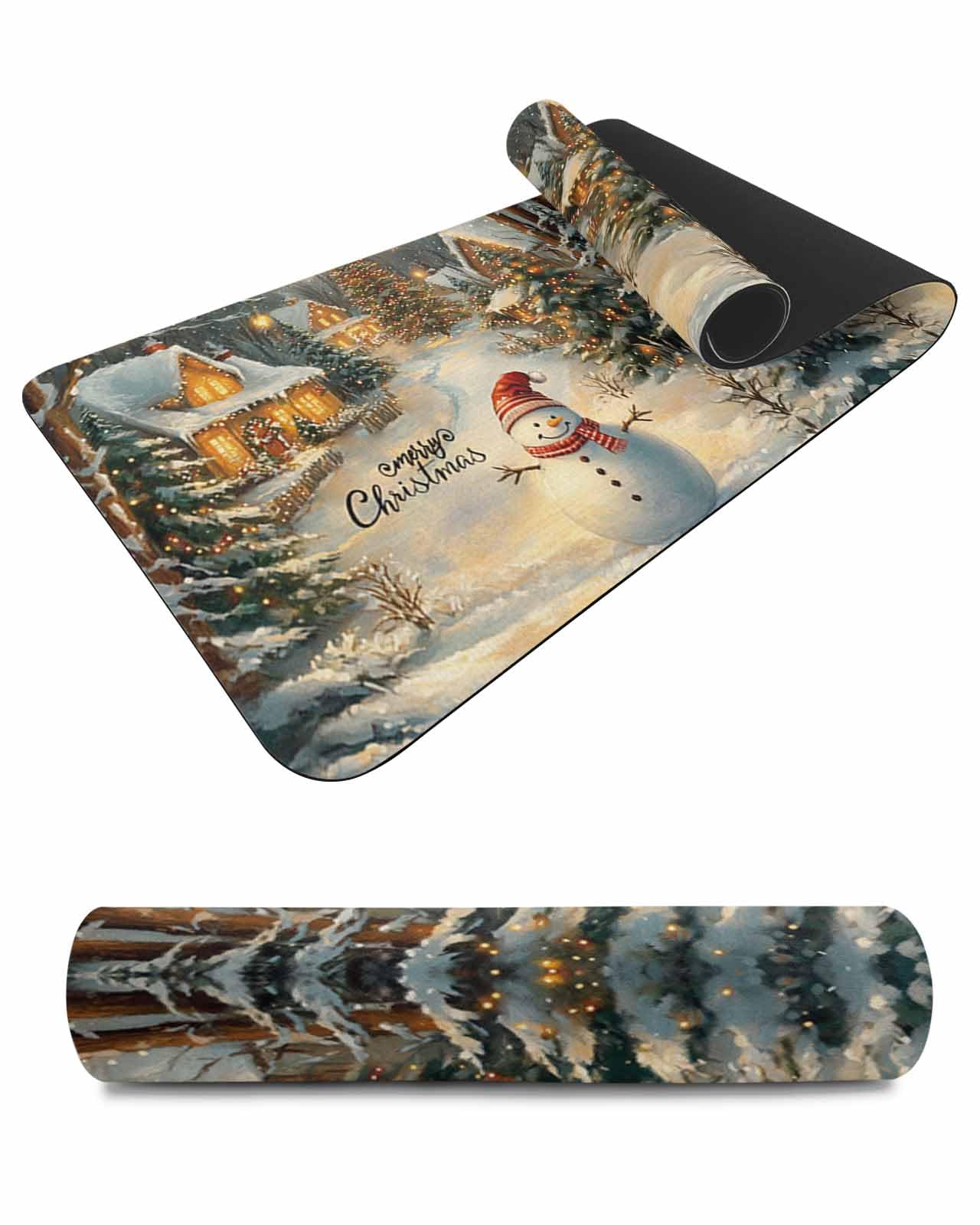 Debedcor Heat Proof Table Pads Waterproof Decorative, Christmas Snowman Non-Slip Table Countertop Protector, Winter Xmas Trees Snow Scenery Insulation Mat for Kitchen Room, 40 x 12 Inches