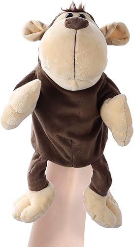 Miniatura 1 de Abbotson Marionetas de mano de mono de peluche de la selva para niños, 5 opciones de marionetas de felpa (mono, panda, elefante, mapache, conejo),