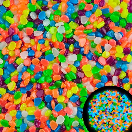 3000pc Glow Pebbles for Outdoor Garden Glow in The Dark Rocks Outdoor Glowing Rocks Glow in The Dark Stones Glow Pebbles for Garden Luminous Stones Glowing Stones for Driveway Walkway,Color