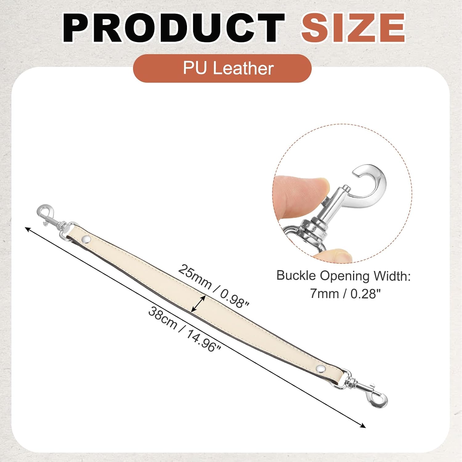 uxcell 15 Inch PU Leather Purse Strap, 1 Inch Wide Short Shoulder Strap Handles Replacement DIY Bag Making Accessories for Wallet Shoulder Handbags, Beige/Silver image 2