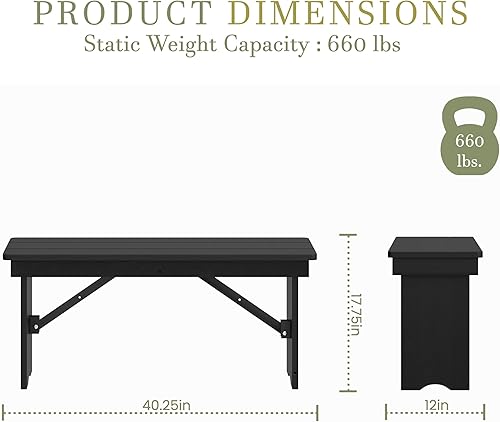 Miniatura 29 de Merrick Lane Tinsley - Banco plegable de pino macizo rústico antiguo de 40 x 12 pulgadas Rústico antiguo,Blanco rústico antiguo,Negro lavado,Natural