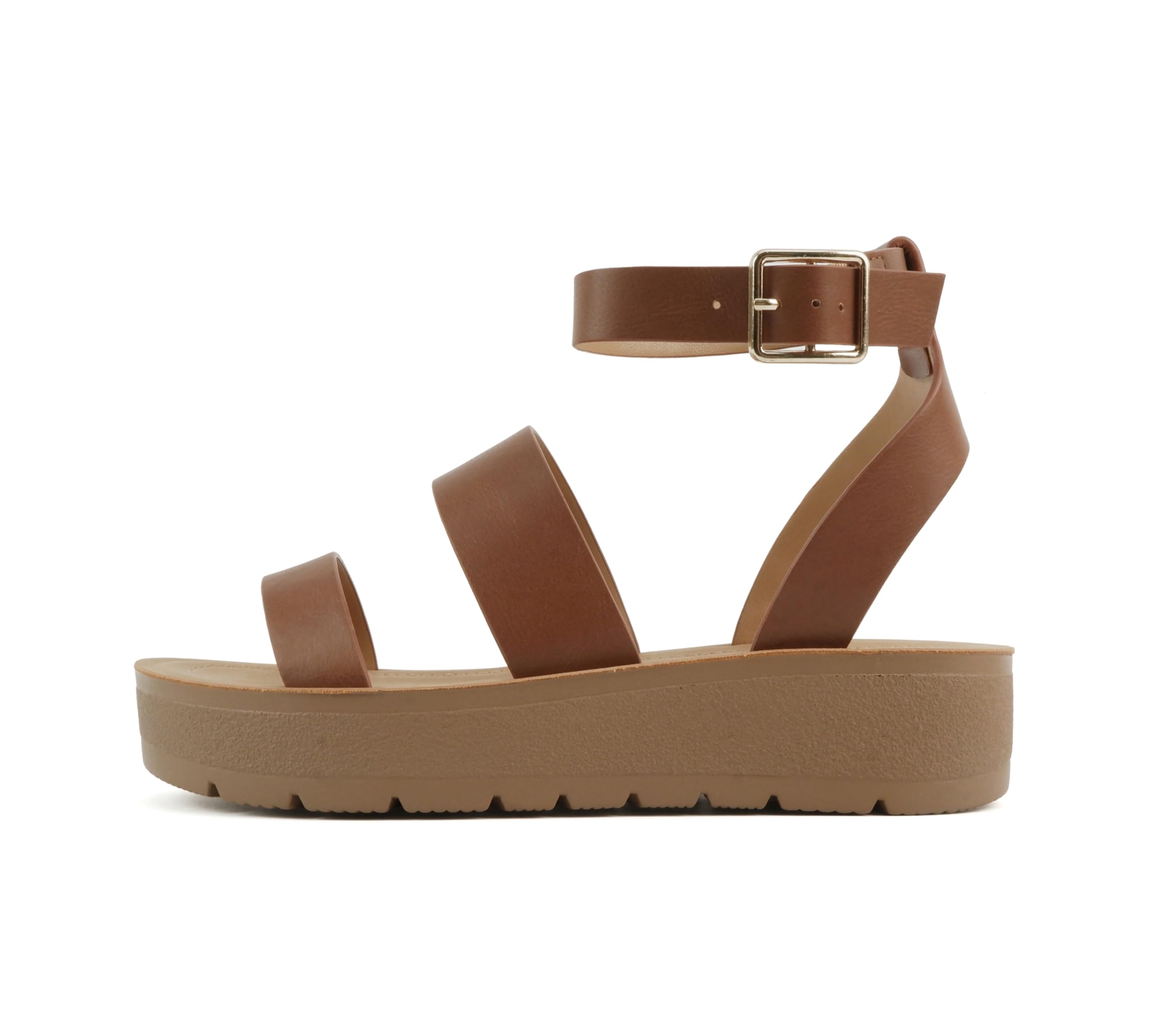 Soda Glory ~ Women Open Toe Multi-Strap Flatform Sandals
