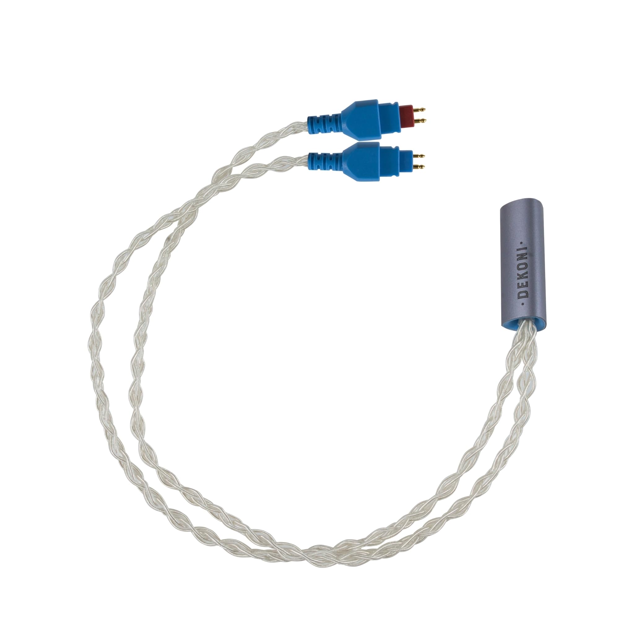Dekoni Audio Sistema de cable modular Oversplit | Cable de repuesto para auriculares con cubierta trenzada de nailon azul o plata | Compatible con TS, Mini XLR y HD600 de 3,5 mm (HD600 de 2 pines