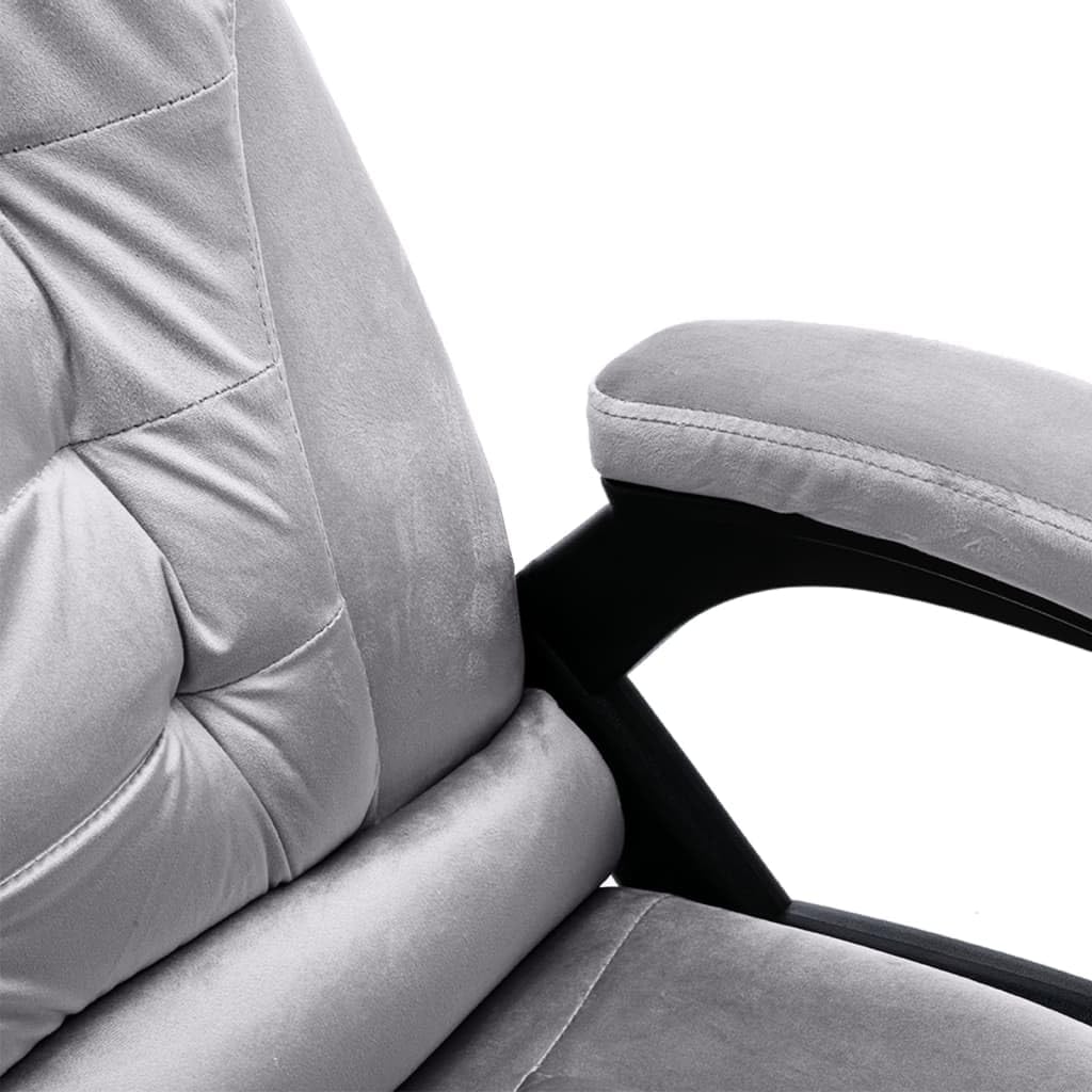 Sedia da ufficio massaggiante in velluto grigio chiaro con funzione riscaldante, ergonomica, girevole, regolabile in altezza, con braccioli e schienale, per casa e ufficio