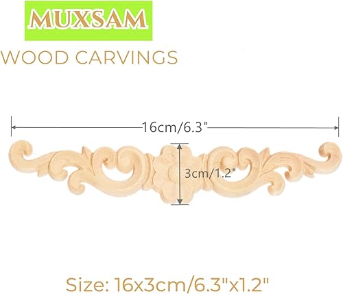 Miniatura 10 de MUXSAM Apliques de madera decorativos tallados, calcomanías largas de madera para decoración de muebles, tallas de roseta para puerta, gabinete,