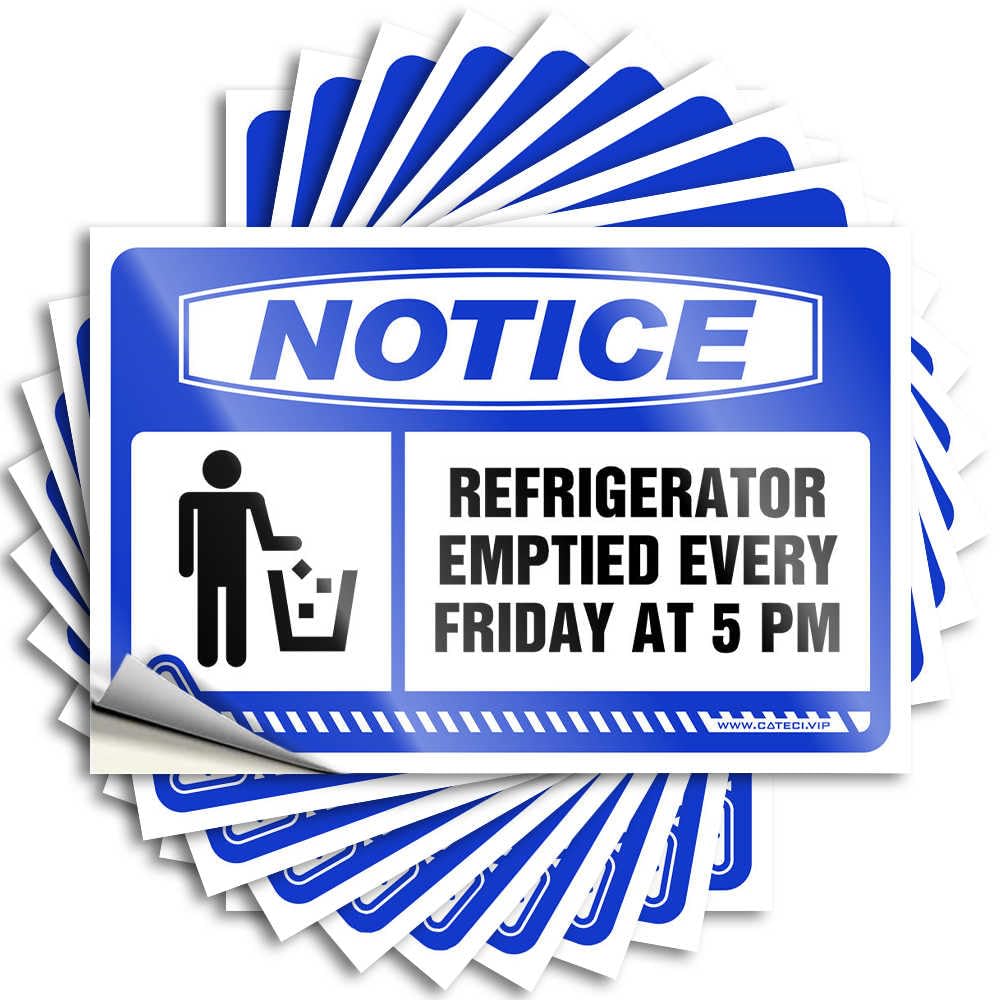 Fun Stuff Summer Stickers - Notice Refrigerator Emptied Every Friday At 5 Pm Removable Decal Bottle Easy Peel for Motorcross(12X18CM)