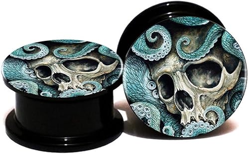 Tapones y túneles de dilatadores de oreja de calavera, expansor de 0.236 in-0.984 in, doble acampanado