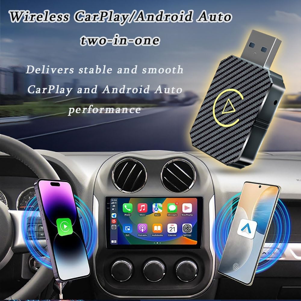 Adaptador CarPlay Inalambrico para VW Volkswagen Atlas 2017-2024 | Adaptador inalámbrico 2 en 1 CarPlay/Android Auto, Convertidor CarPlay Coche con Cable a Inalámbrico