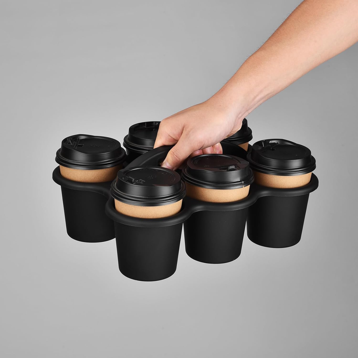 ALINK 6 Pack Classroom Caddy Storage Basket with Handle, Plastic Drink Cup Caddy Holder, 6 Compartments for Kids, Table, Office, Arts, Crafts, Crayon, Marker, Pencil, School Supplies - Black