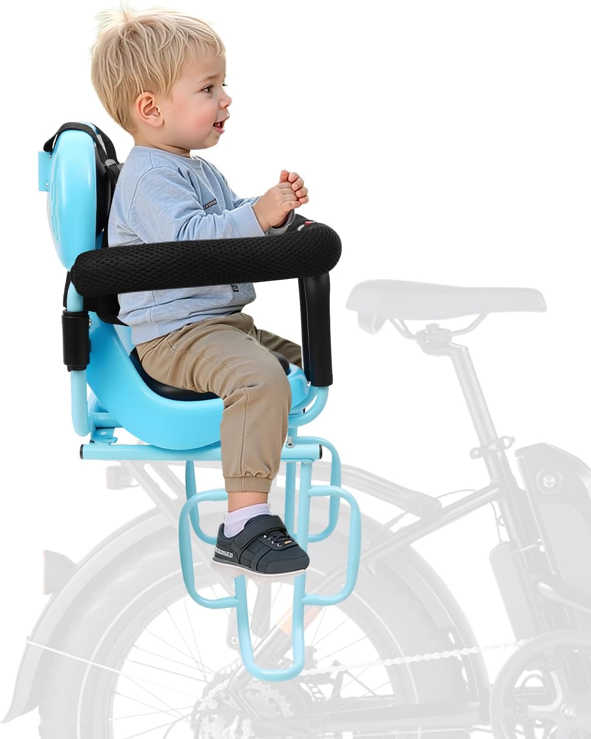 Rear Child Bike Seat - Ages 1-6, 66lbs Capacity w/ 5-Point Harness & Quick-Release Mount, Adjustable Commuter Seat for City/Trail Riding