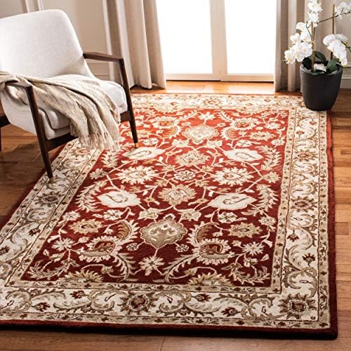 Safavieh Royalty Collection ROY244B Handmade Traditional Oriental Premium Wool Area Rug, 8′ x 10′, Red / Ivory
