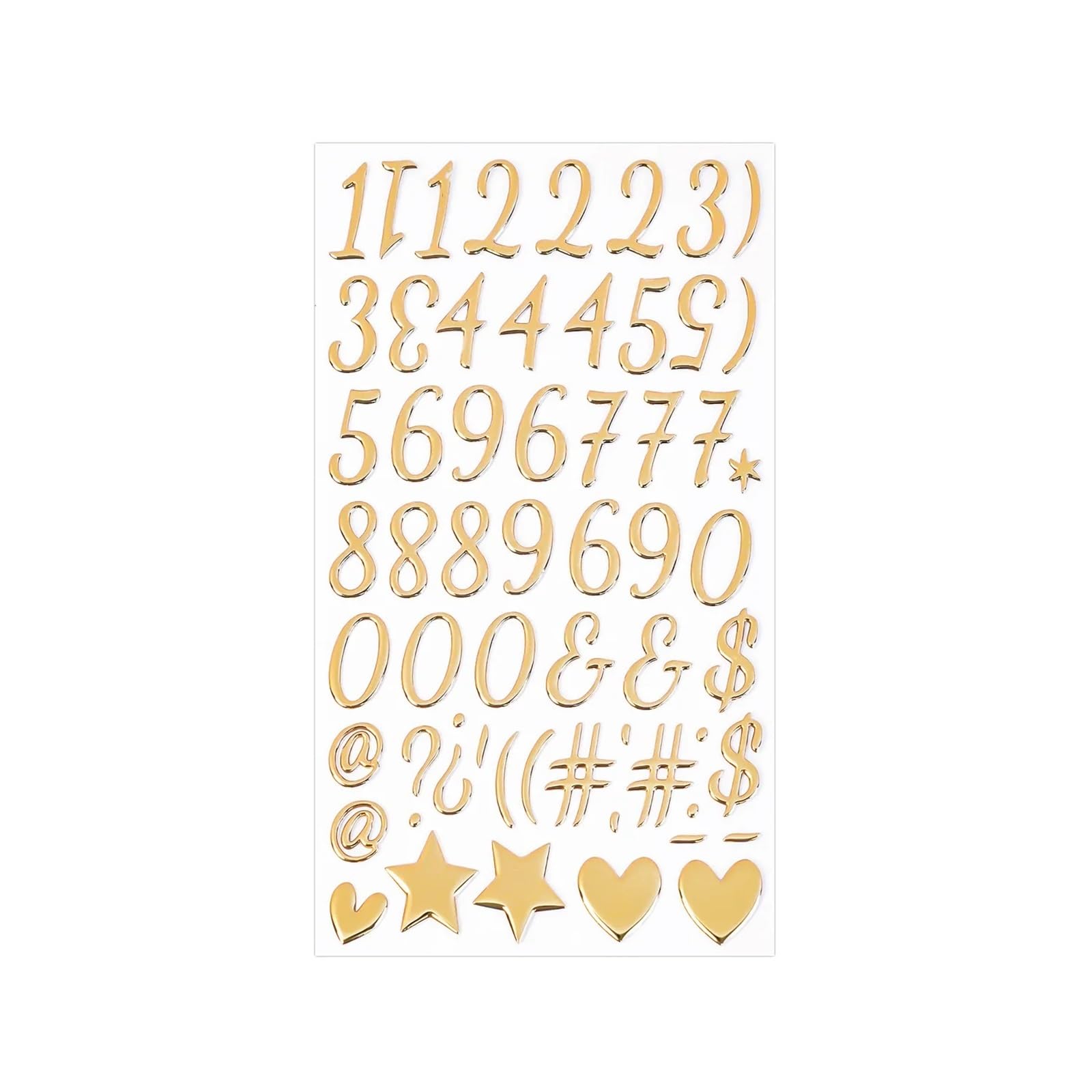 6/18Sheets Gorgeous Gold Letter Stickers - Resin A to Z Numbers 1 to 9 Glitter Letters for Scrapbooking(1-9)