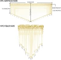 Vista 2 de PearAge Cortinas Cenefa Transparente con Cuentas para Sala de Estar, Cenefa de Ventana de Granja con Bolsillo para Barra, Cenefa de Cortina de Gasa