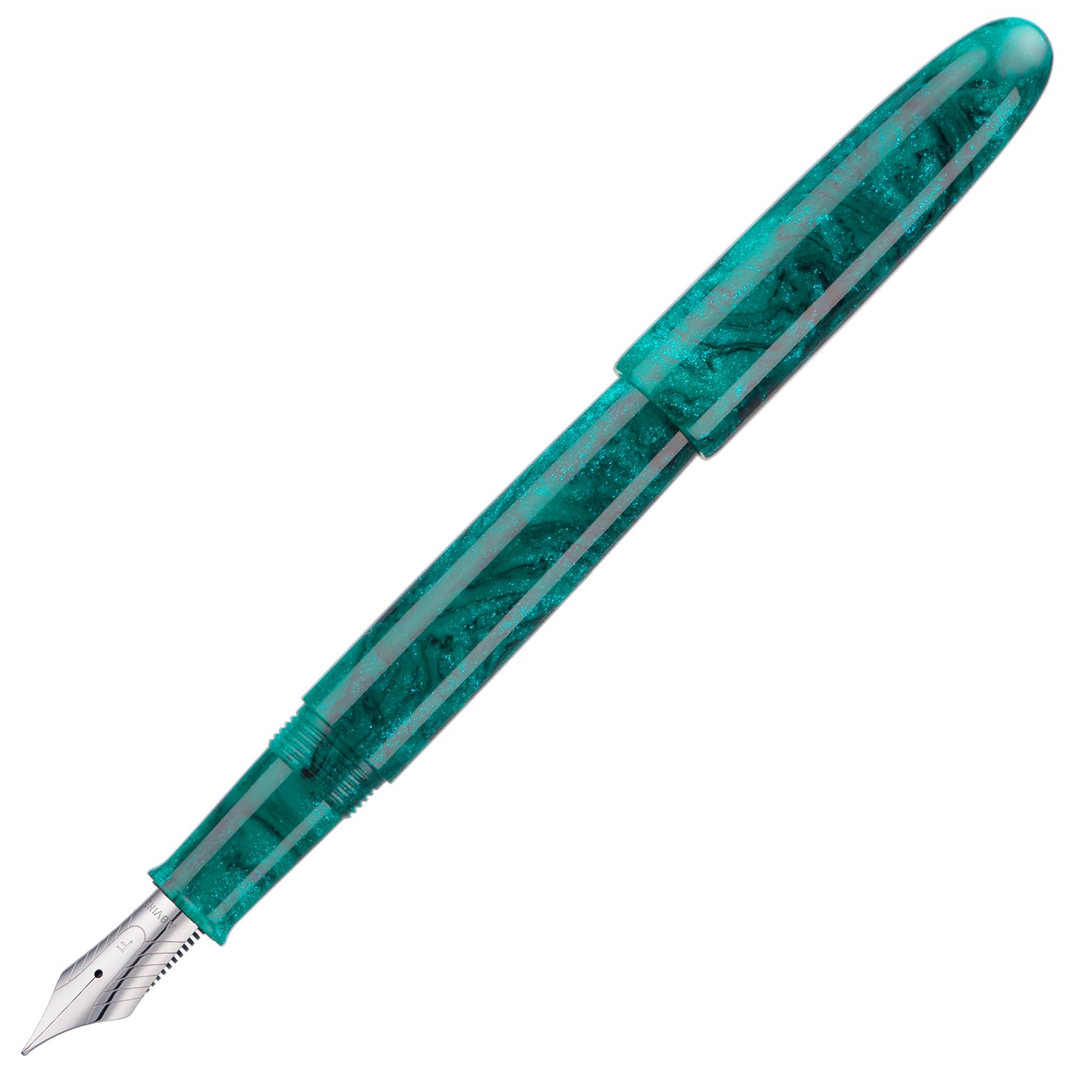 Asvine Penna stilografica C80 n. 8, pennino da 1,1 mm, penna grande per calligrafia, disegno artistico, con convertitore, set da collezione (verde glitterato)