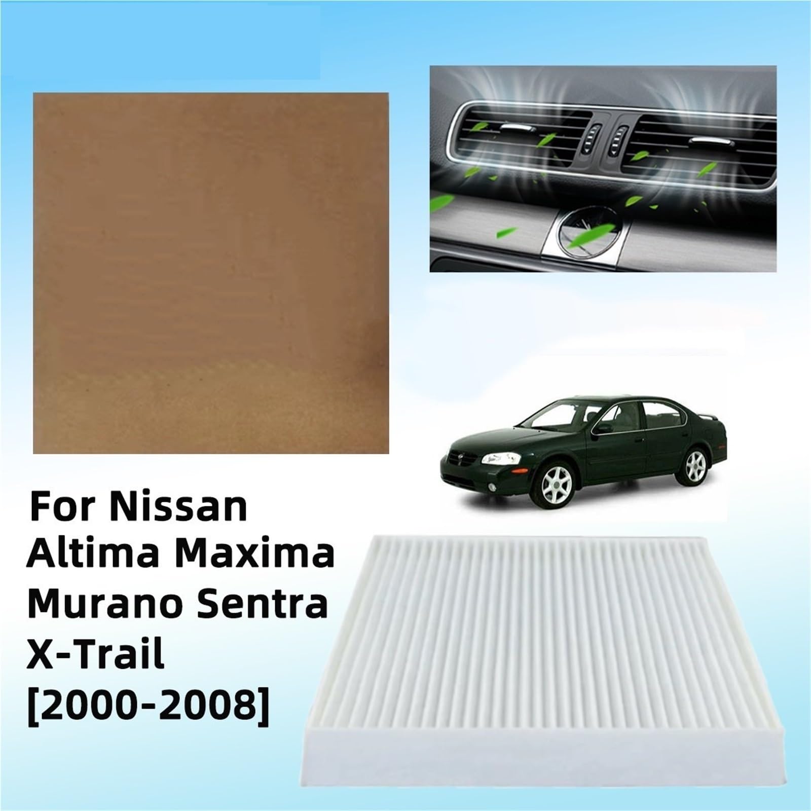 Filtro carbón activado Filtro de aire compatible con Nissan Altima, Maxima, Murano, Sentra, X-Trail (00-2008), 94857, PC5530, PBC35530, CAF1792M, FP2141, CF1063, CF147.(2PCS,Murano 2003-2008)