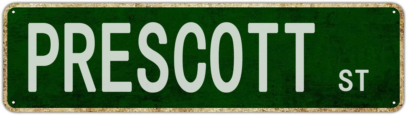 Prescott St Retro Tin Signs Aluminum Metal Sign Art Plaque Home Kitchen Outdoor Garden Wall Non-Fade Funny Decor 4x16 Inch