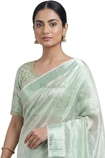 DhevStylish Women's Kerala Kasavu Golden Tissue Plain Saree with Running Blouse | Saree length: 6.25 Meters | Blouse: Runn... Price In India