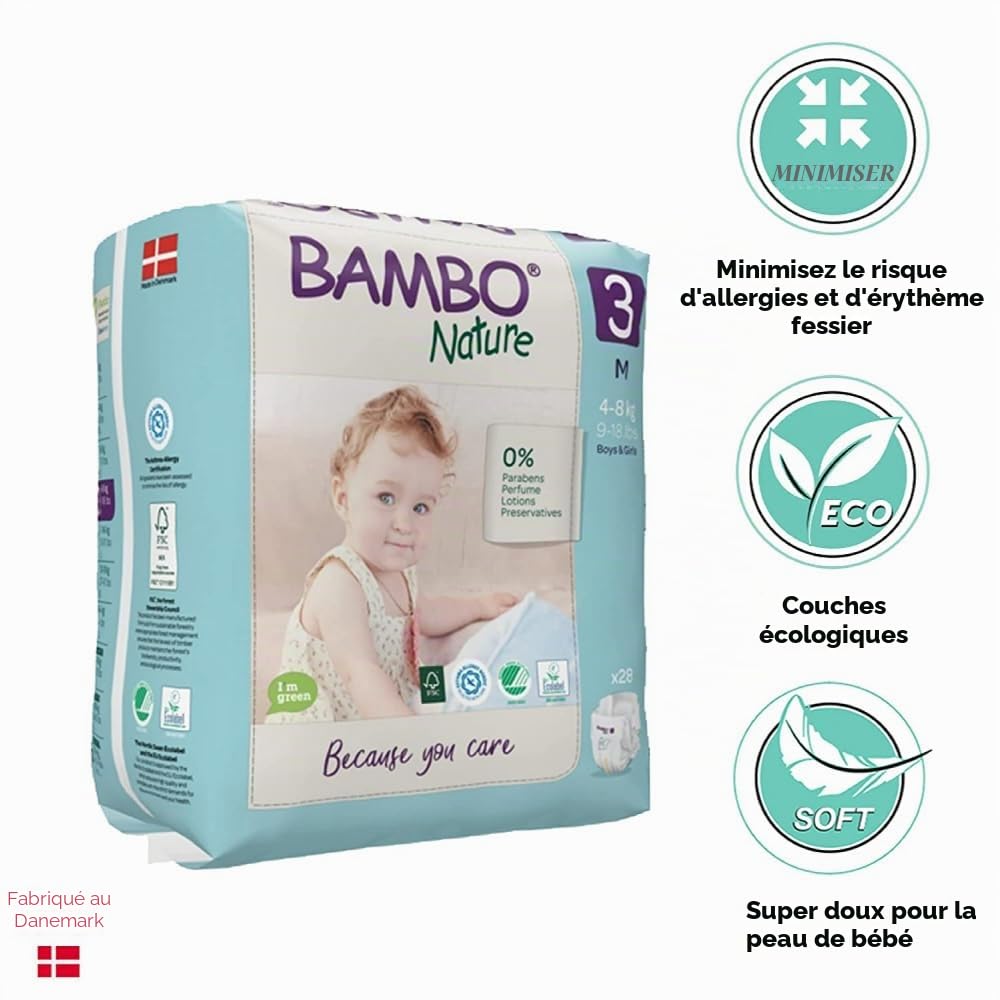 Bambo Nature Lot de 6 paquets de 28 couches Taille 3 (4-8 kg)