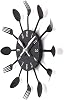Timelike Kitchen Wall Clock, 3D Removable Modern Creative Cutlery Kitchen Spoon Fork Wall Clock Mirror Wall Decal Wall Sticker Room Home Decoration (Black)