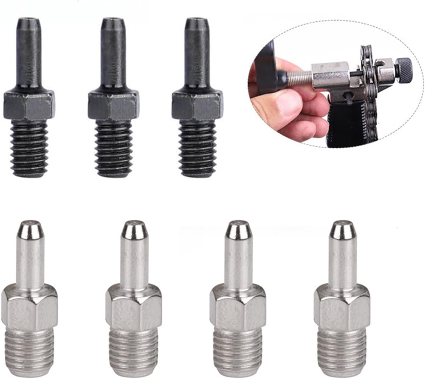 12pcs Bicycles Chain Breaker Replacement Pins, Handle Spare Pins for Bi
