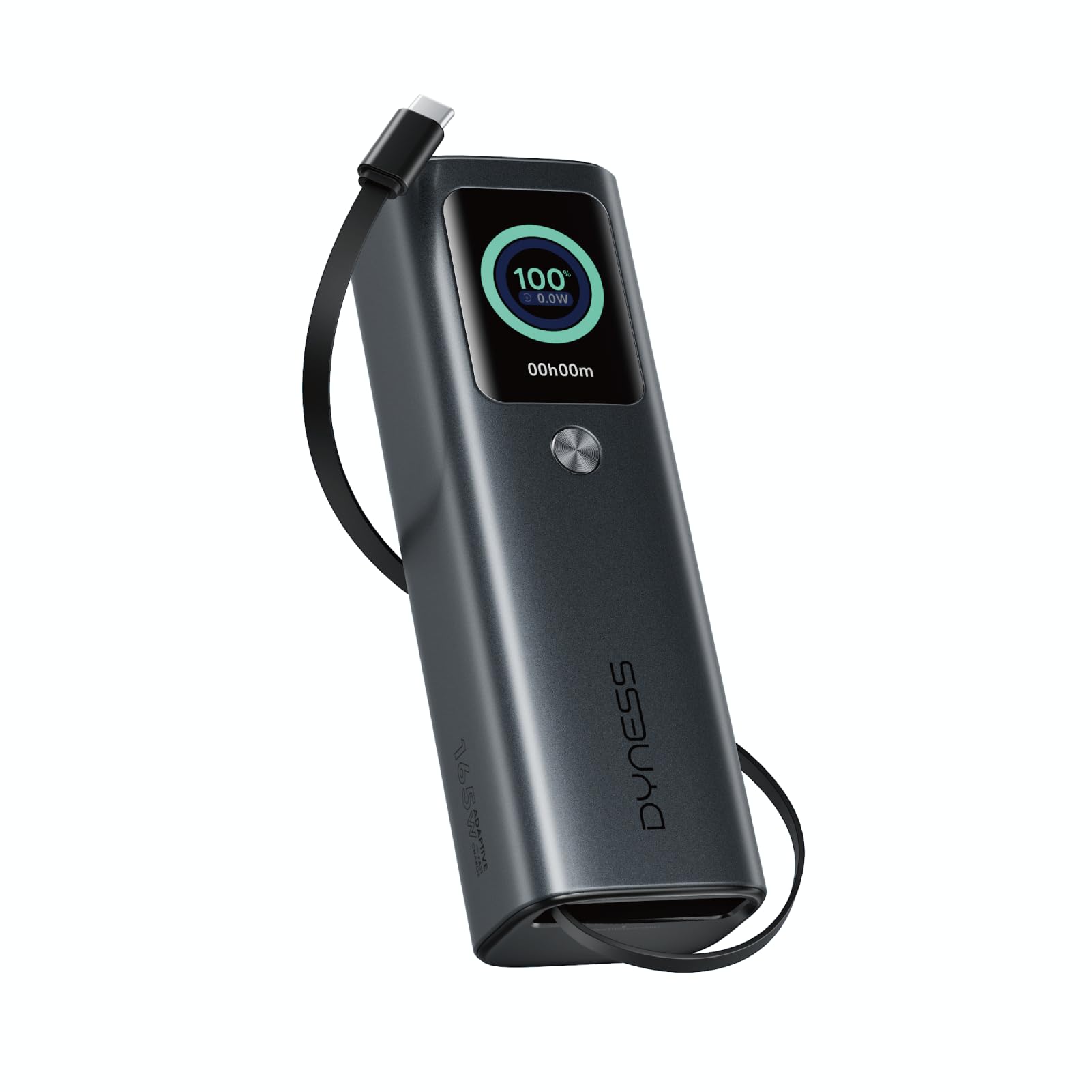 Dyness Powerbank 20000mAh 165W, Power Bank mit PD3.1 Schnellladung, TFT-Farbbildschirm, Einziehbares USB-C Kabel Aluminium Kühlung, Kleinststrom für BluetoothGeräte