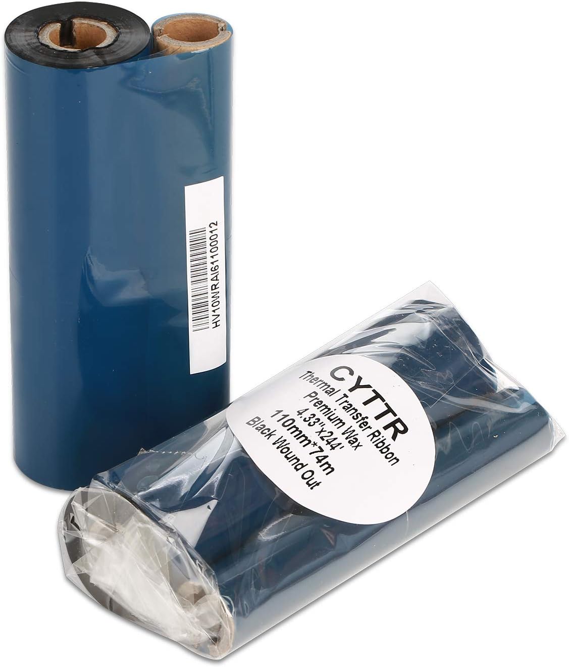 4.33" x 244' Thermal Transfer Ribbon - 1 Roll. Resin Enhanced Wax 1/2 Inch Core Ink Out for Zebra Eltron Datamax Zebra GC420t GK420t GX420t TLP2442 TLP2844