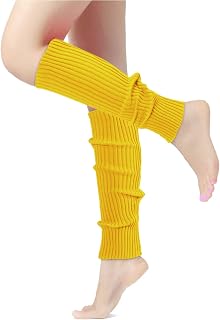 Leg Warmers for Women 80s Party Accessories 80s Neon Knit Ribbed Leg Warmers Girls Junior Winter Leg Warmers Socks
