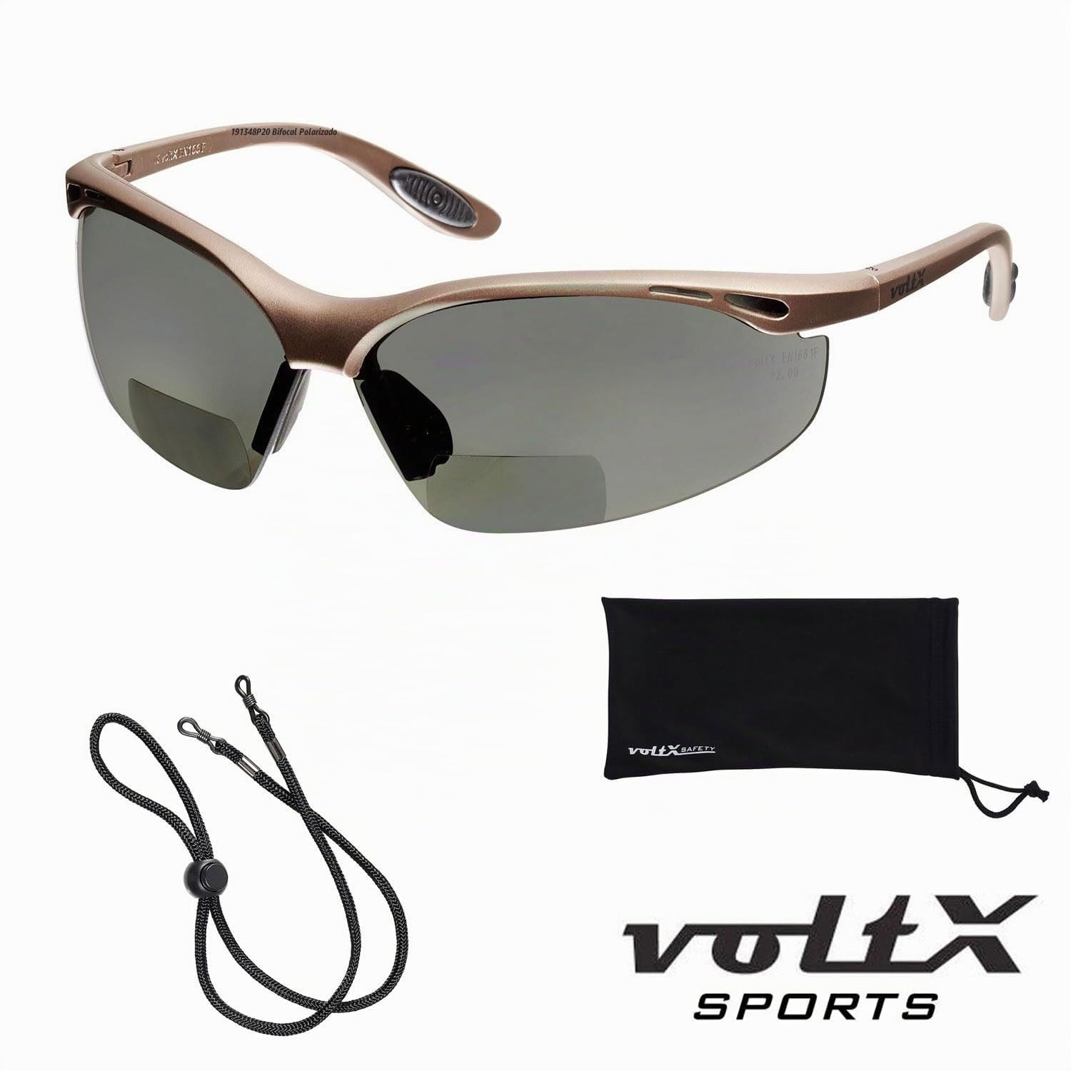voltX CONSTRUCTOR Gafas de Seguridad de Lectura Bifocales +1,5 Polarizadas | Certificadas CE EN166F. Lentes polarizadas UV400. Bolsa de microfibra incluida.