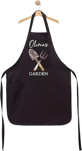 Miniatura 6 de Delantal de jardín personalizado con nombre delantal de jardinería personalizado para mujeres, hombres y niños, delantal ajustable hecho a mano con