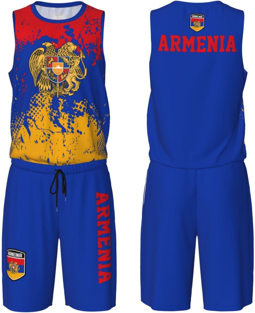 Armenia Flag Grain (2) Basketball Jersey Uniform Suit for Men Women Adults Training Athletic Set