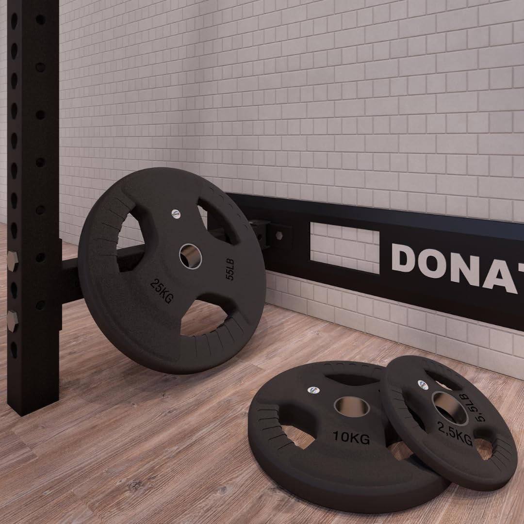 Set Dischi Palestra da 5 Kg, Dischi per bilanciere Ghisa Foro 28 mm, Rivestimento in Gomma, Dischi Manubri e Bilanciere Palestra, Impugnatura Tip-Grip, Home Gym