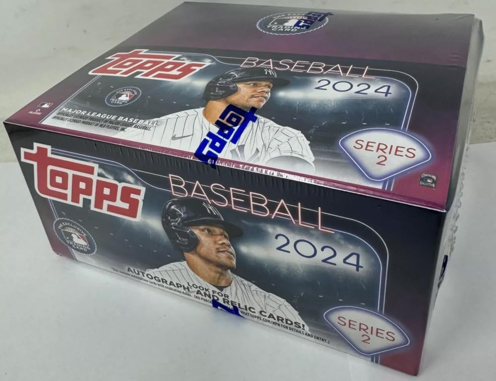 2024 Topps Series 2 Baseball Factory Sealed Retail Display Box 20 Packs of 14 Cards. Look for possible autograph and relic cards. Possibly get lucky with a Jackson Holliday Super Short Print.