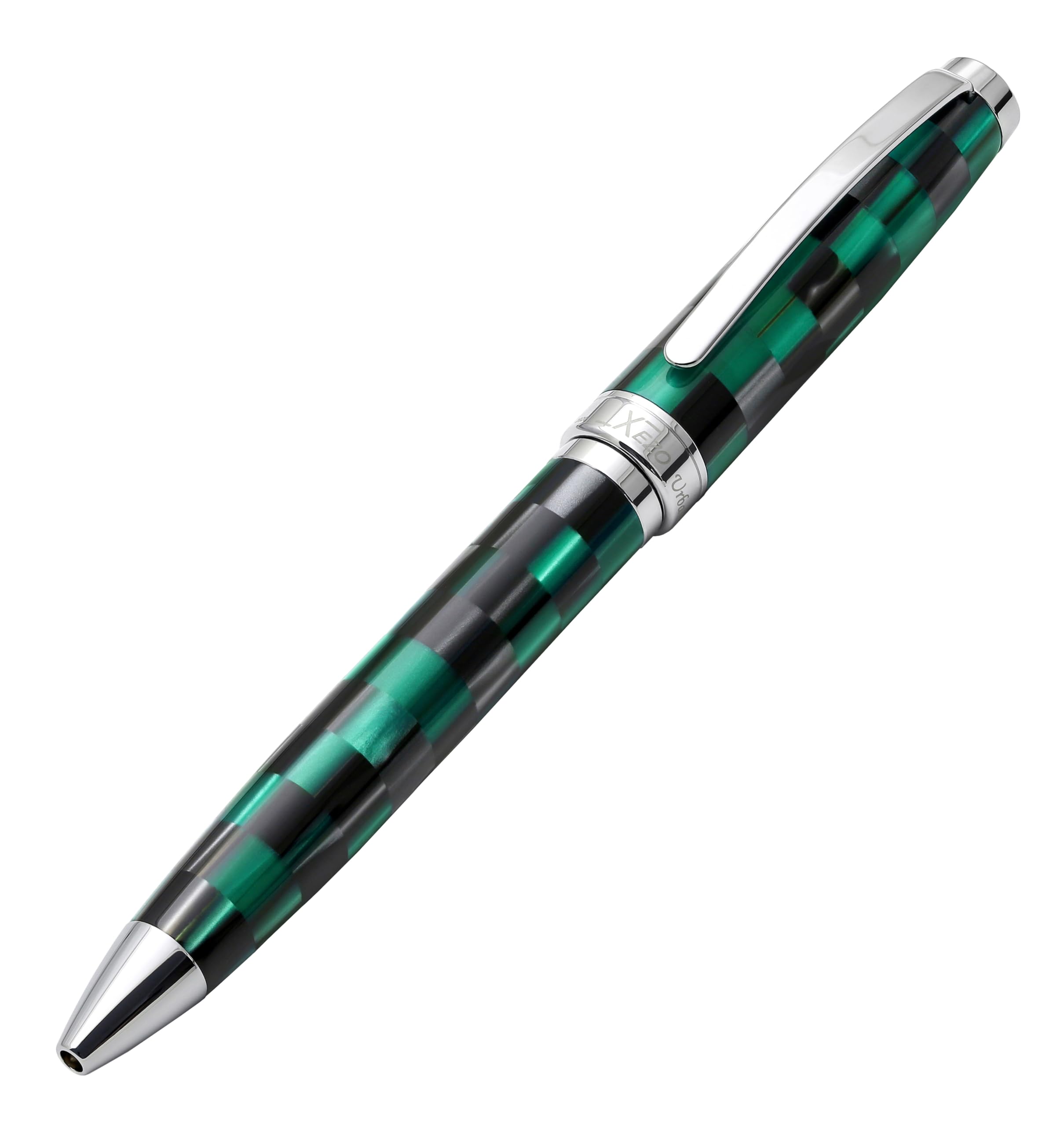 Xezo Bolígrafo Urbanite II de giro, punta media. Color océano verde y negro con acabado en cromo. Hecho a mano, edición limitada, numerado