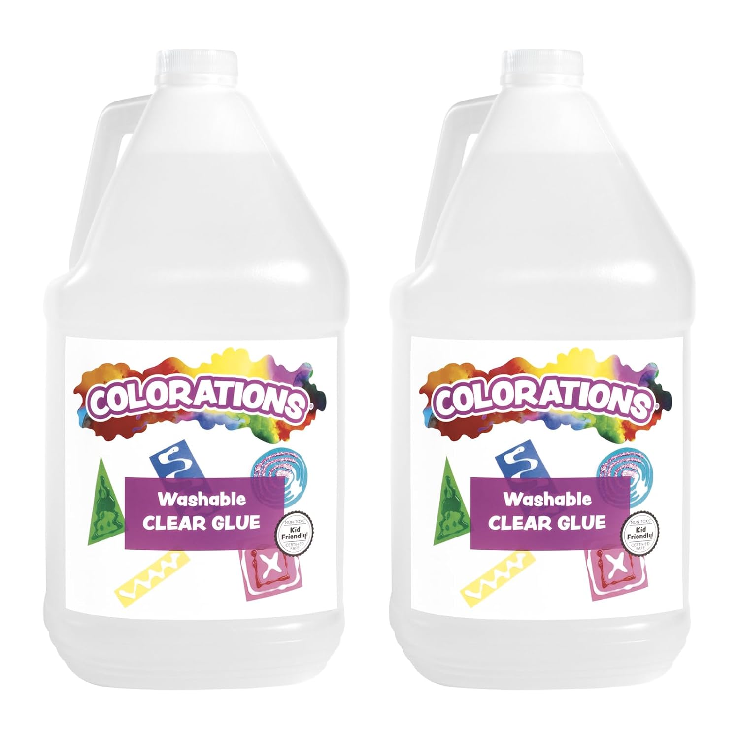 Colorations Washable Clear Glue, 2 Gallons, Dries Clear, Gluing, Crafts, School Supplies, Office, Home, Classroom, Projects, Washable School Glue, Non Toxic