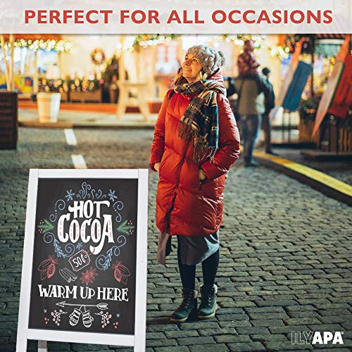 Wooden A-Frame Sign With Eraser & Chalk - 40 X 20 Inches Magnetic Sidewalk Chalkboard – Sturdy Freestanding White Sandwich Board Menu Display For Restaurant, Business Or Wedding #TOP2