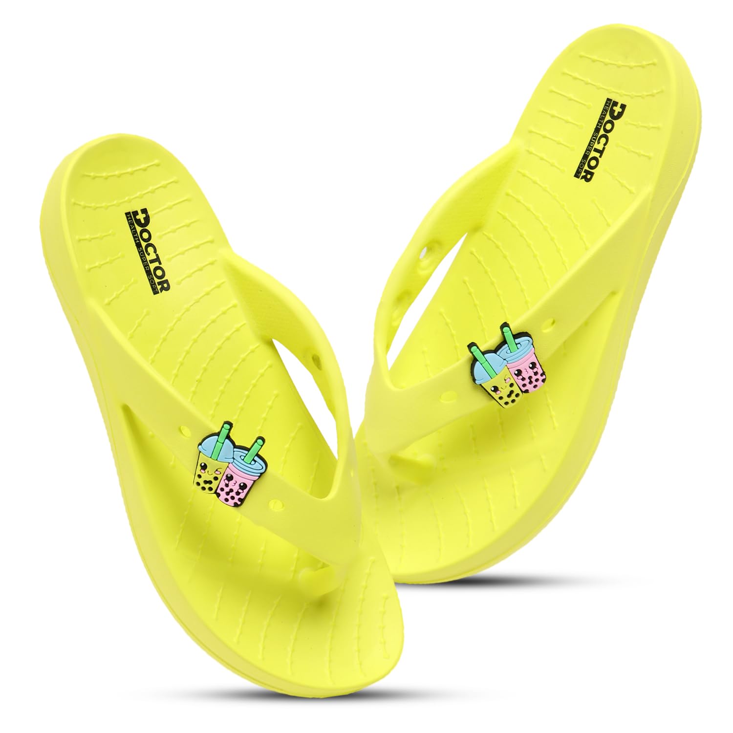Funky Bubble Tea Slippers for Women | Super Soft Eva Ortho Flip-Flops | Stylish Anti-Skid Toe-Ring Chappals | Lightweight & Cute Design for Everyday Comfort