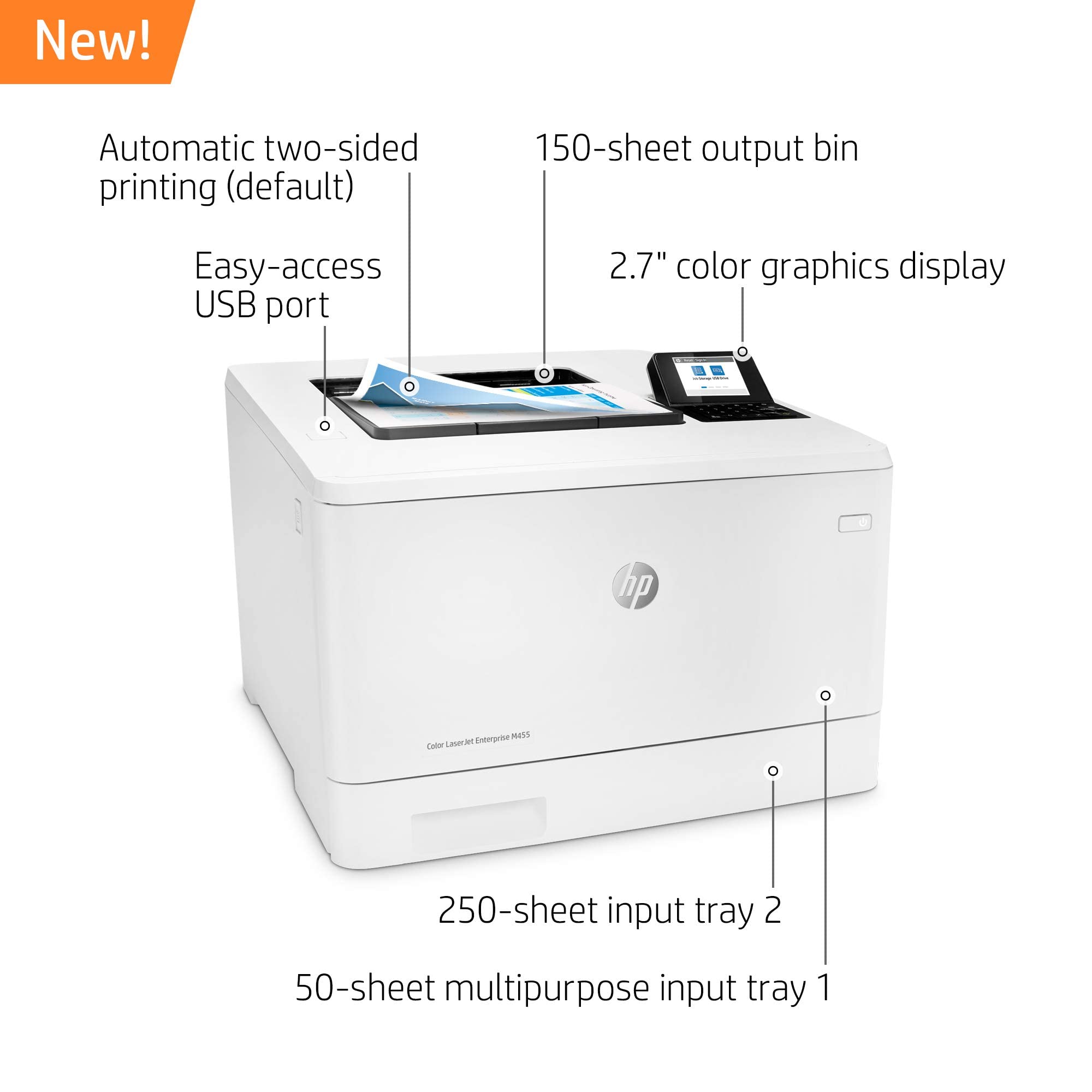 HP Color LaserJet Enterprise M455dn Duplex Printer (3PZ95A) (Renewed)