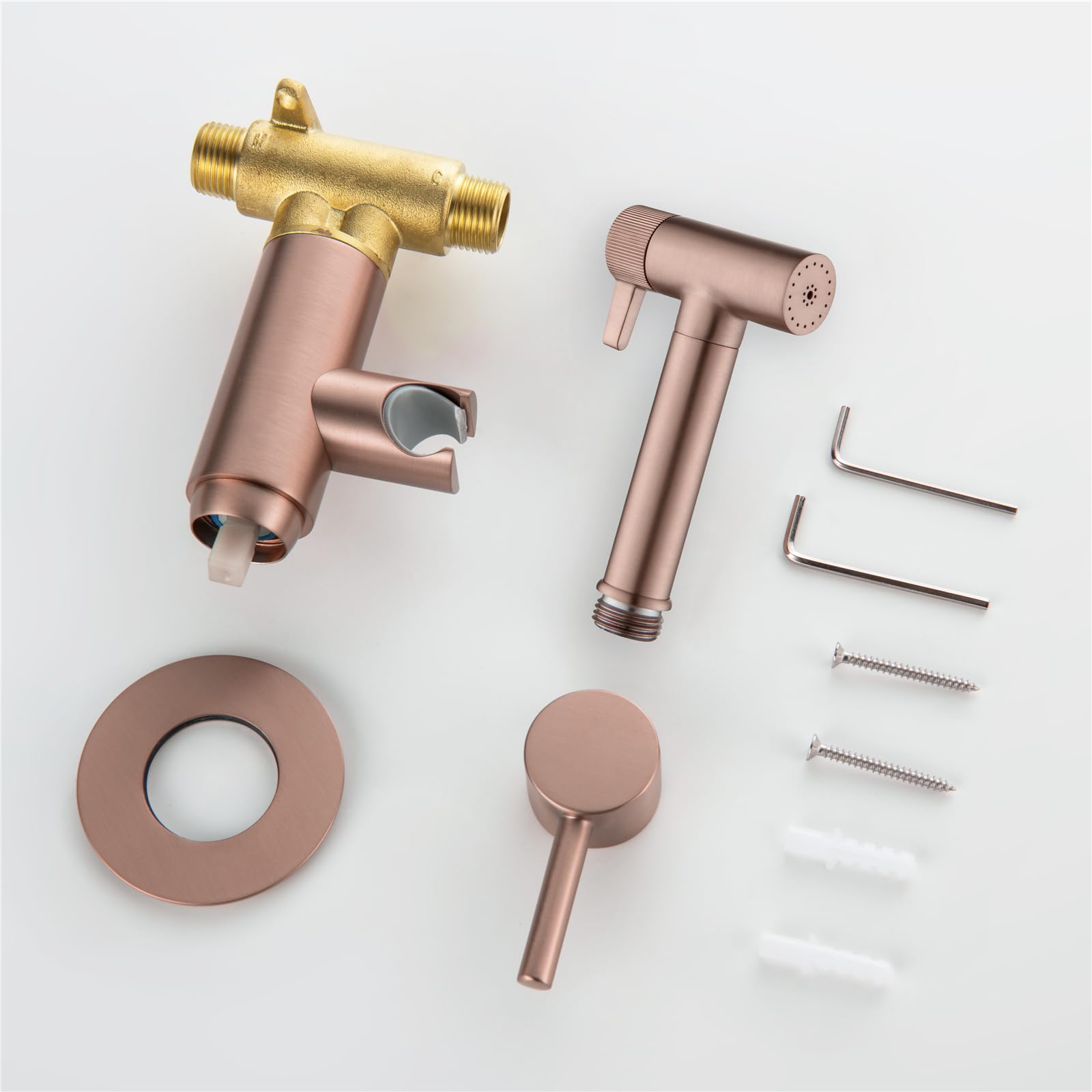 Ducha Bidet para Wc, 2 Modos Ducha Higienica para Wc Bidet, Agua Fría y Caliente Latón Grifo Portatil para baño Kit, para La Higiene Personal Diaria (Oro rosa)
