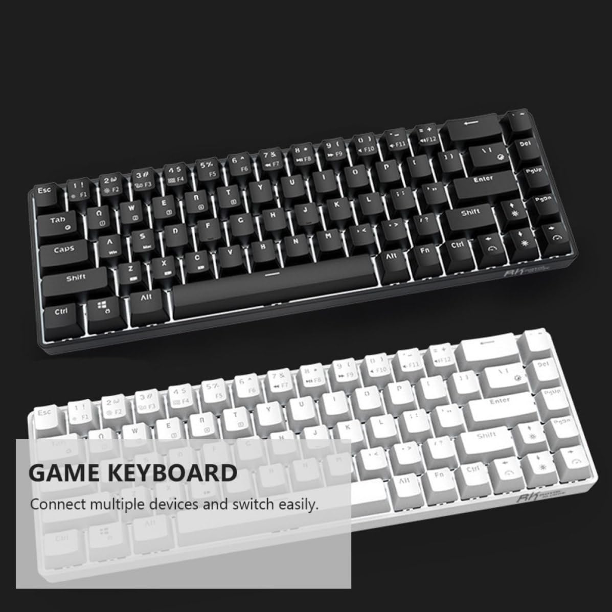 Mipcase Teclado Mecánico Inalámbrico de Modo Doble Portátil 68 Teclas Abs para Juegos y Oficina, Compatible y Ligero para Uso en Casa