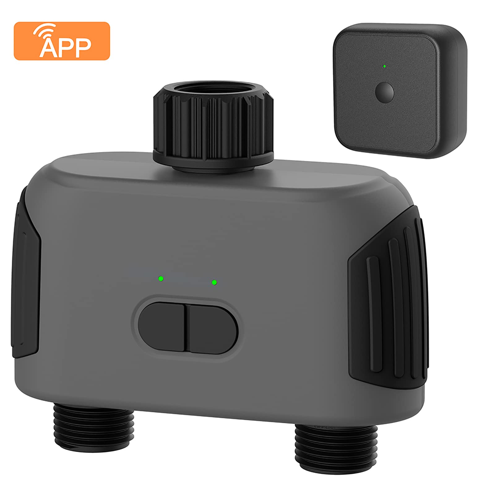Timer per irrigazione WiFi, timer per irrigazione intelligente per tubo da giardino, sistema di irrigazione automatico con hub WiFi, controllo APP, lavoro con Alexa e Google Assistant, 2 prese