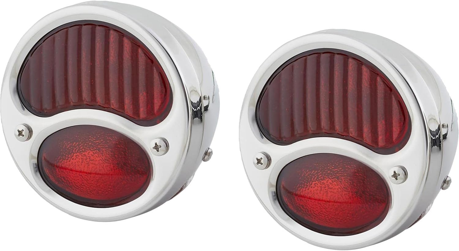 Speedway Motors Taillight Kit Compatible with 1928-1931 Ford Model A, Polished Stainless Steel Left & Right Tail Light with Glass Lenses, 12-Volt Operation, Restoration Replacement