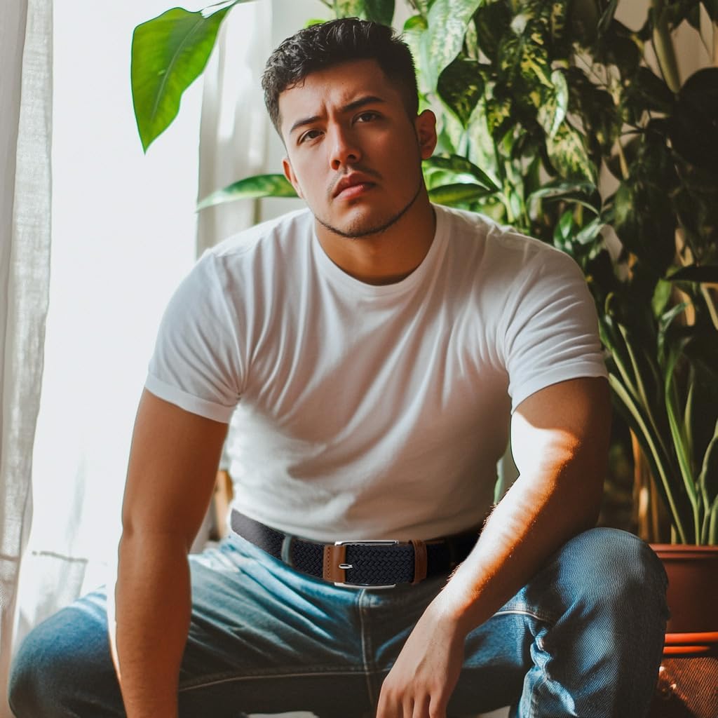 GLITZALL Elastic Mens Stretch Belt,Men Gift Woven Braided Web Belts for Golf Pants Shirts Jeans,Size Up to 57" - Image 5