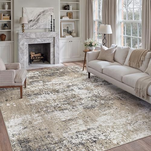 PureCozy Abstract Brown Washable Rug