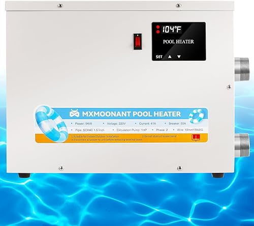 Mxmoonant Calentador de piscina 11KW 220V, calentadores eléctricos de piscina, termostato de agua para bañera de hidromasaje con pantalla táctil