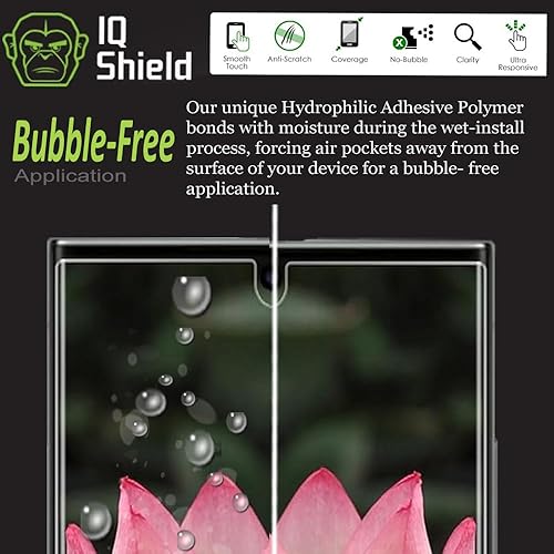Miniatura 7 de IQShield Paquete de 2 protectores de pantalla para Samsung Galaxy S23 Ultra película de TPU transparente, instalación sin burbujas, resistente a los