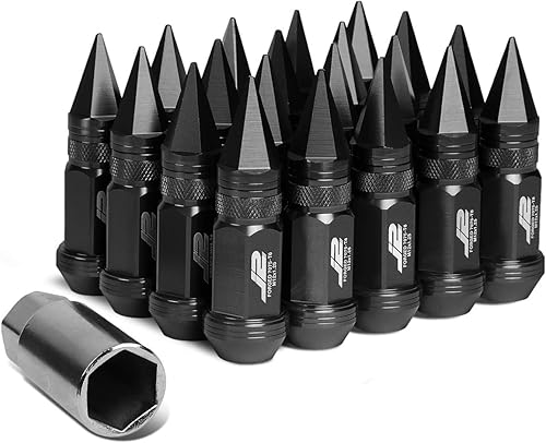 J2 Engineering LN-T7-022-125-BK - Tuerca de aluminio de 3.150 in con adaptador de enchufe M12 x 1.25 7075-T6, 20 unidades, color negro Negro