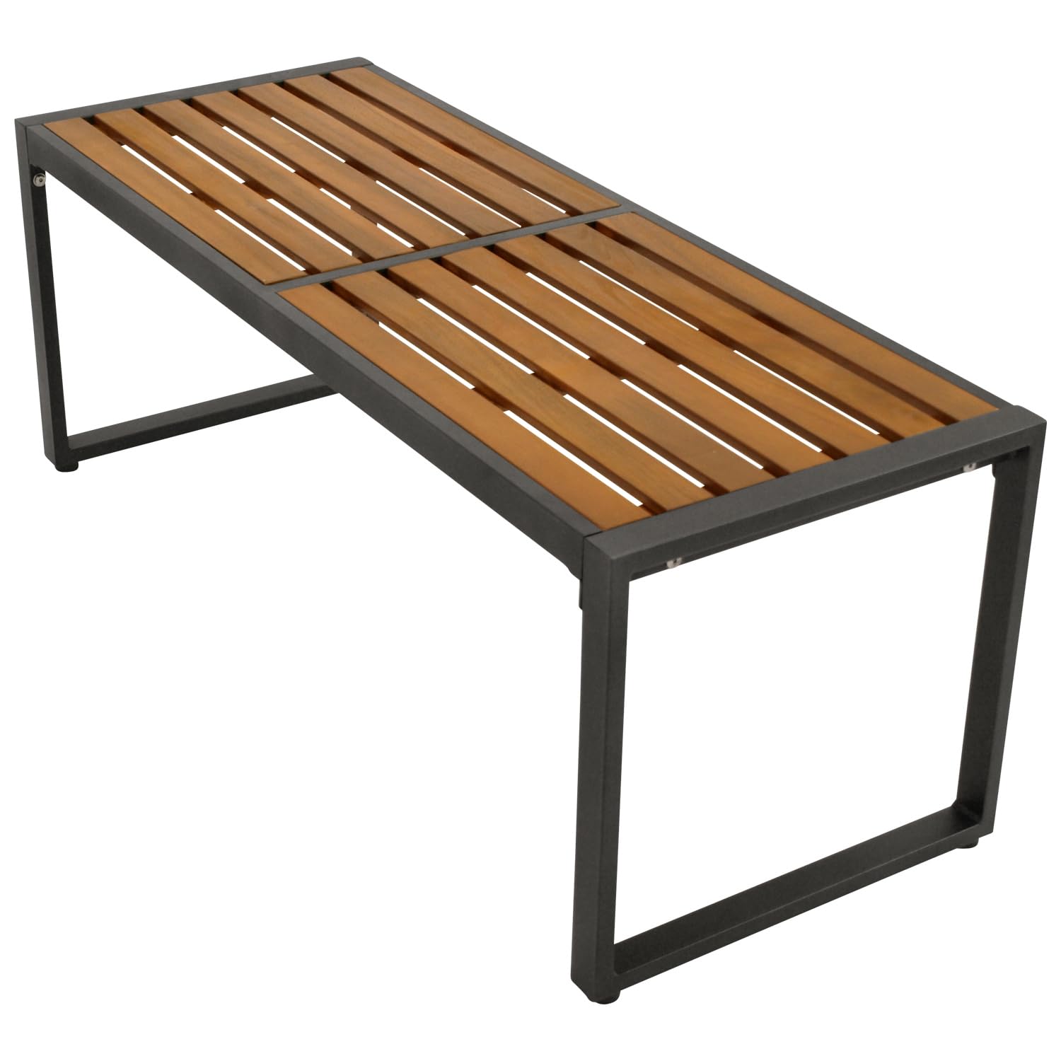 DEGAMO Gartenbank Hockerbank RAGUSA 2-sitzer 123cm, Gestell Metall anthrazit, Sitzfläche Akazie geölt, Outdoor