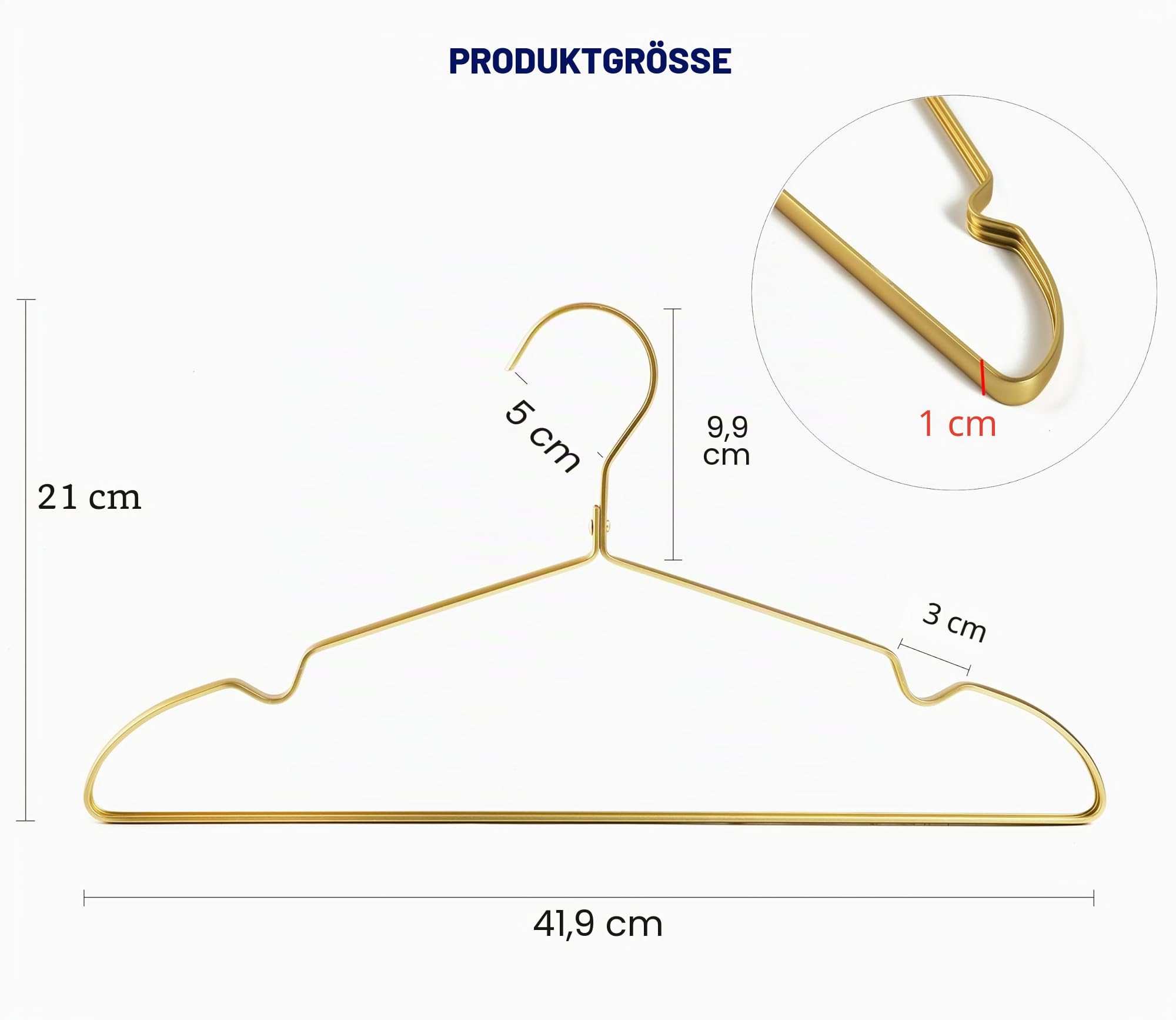 Amber Home Hochwertige mattgoldene Aluminium-Kleiderbügel, 20 Stück, 41,9 cm, extra glatt und langlebig, Metall-Hemd-Kleiderbügel, leichtes und stabiles Metallgestell für Jacken, Hosen, Slack
