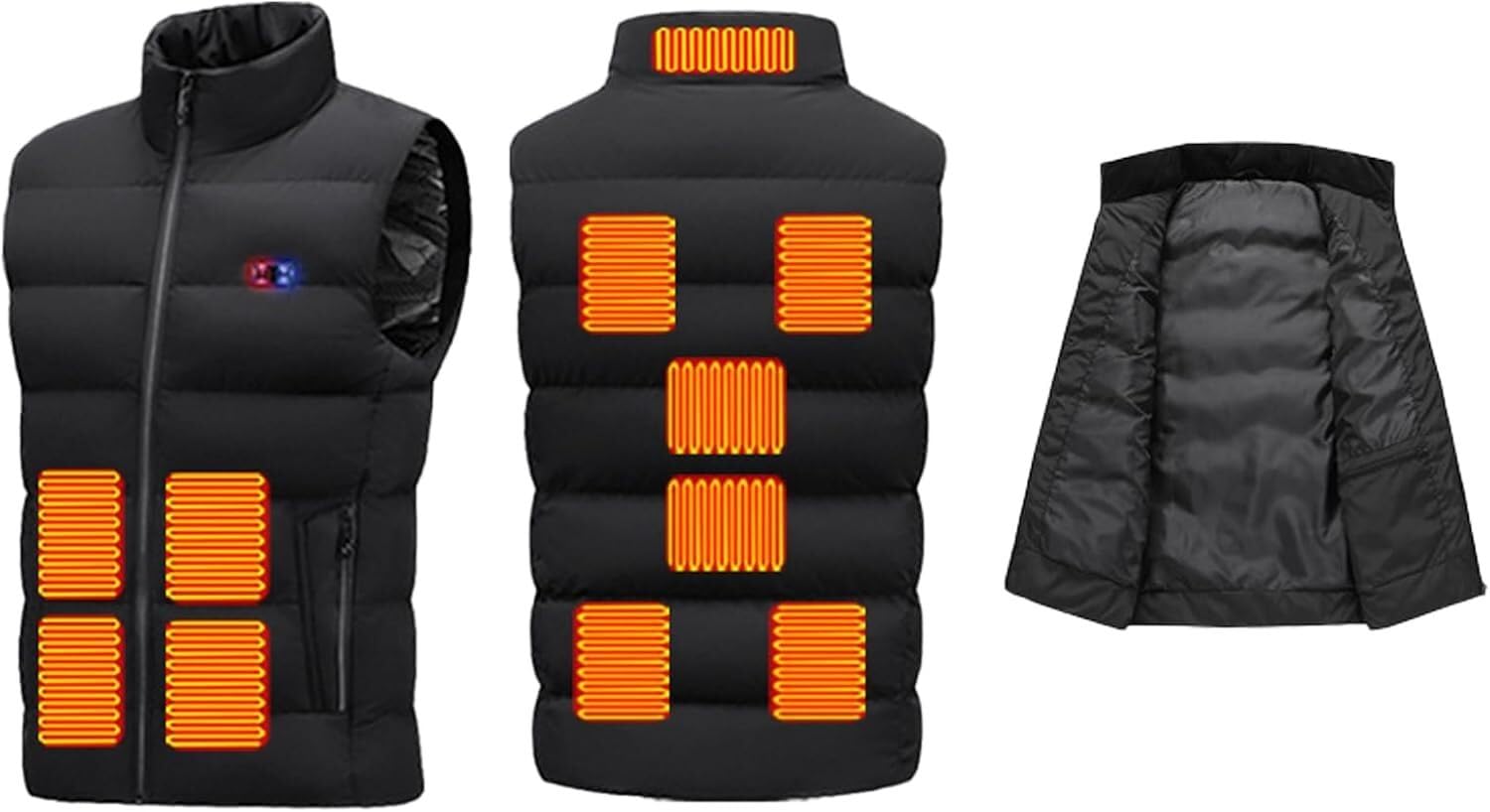 Gilet chauffant électrique homme 6XL veste légère slim 11 zones noire