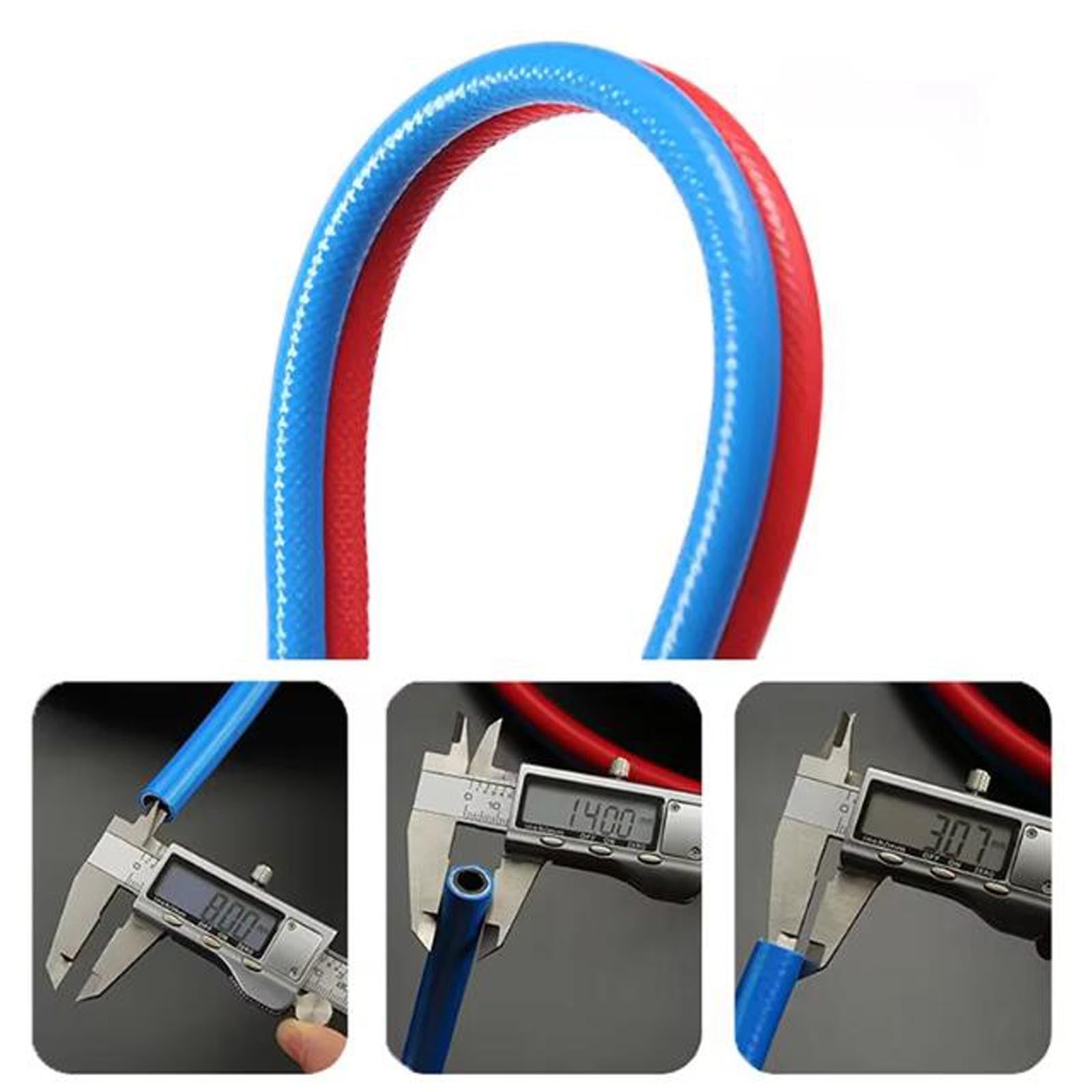 RSBFER Tubo Flessibile Doppio per Ossigeno e acetilene da 8 mm, Tubo Flessibile per Saldatura e Taglio ad Alta Pressione ignifugo, Struttura in PVC a 5 Strati, Flessibile e Resistente al Freddo,10m